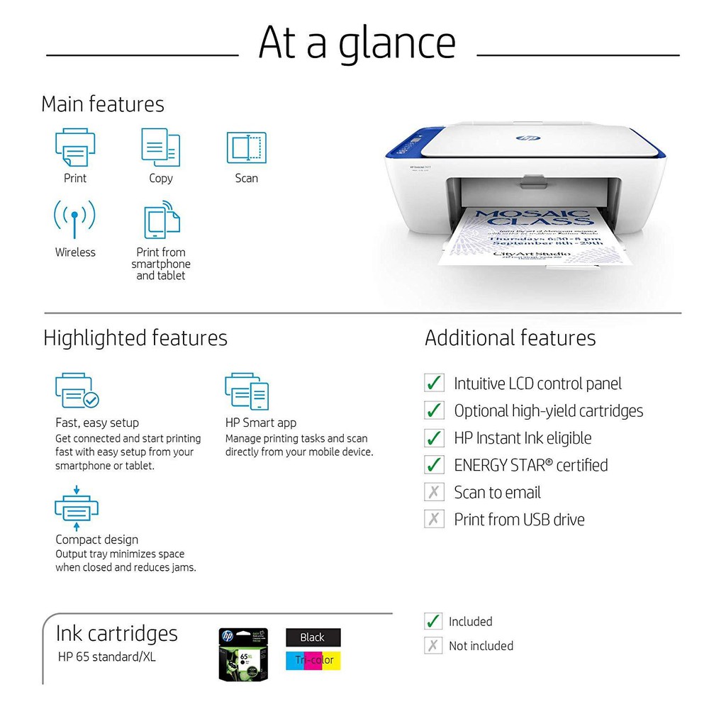 V1n07a Blue Hp Deskjet 2622 All In One Compact Printer Printers Computers Tablets Networking