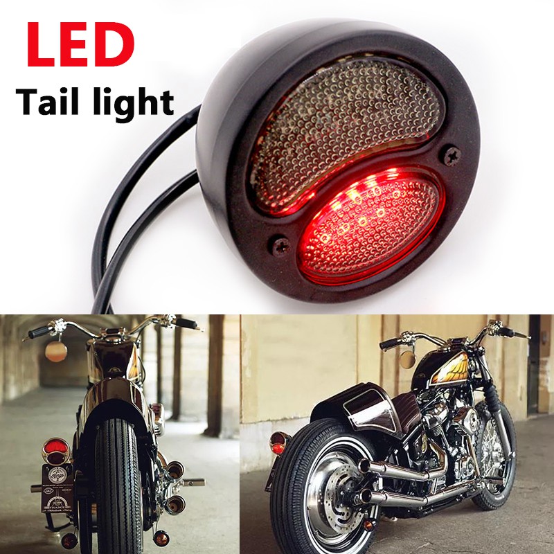 Retro Style Motorcycle Aluminum Alloy Brake Lamp Metal 12V LED Signal Taillight