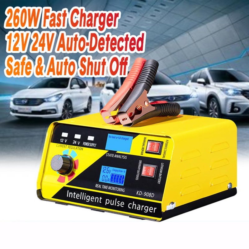 260W 12V/24V 6400AH 20A Full Automatic Car Battery Charger Motorcycle Auto Batteries Power