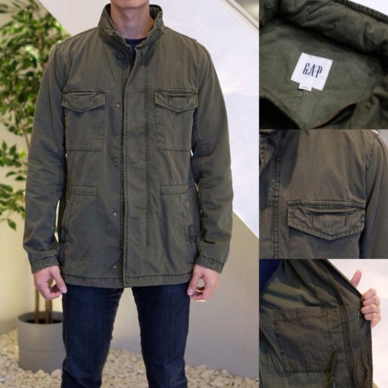 military jacket with hidden hood