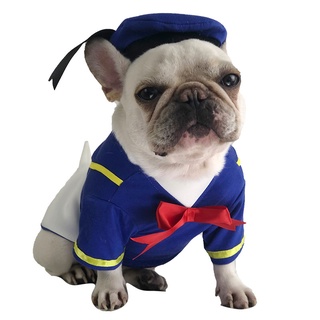▲cod▼ Pawsfun Dog Costume 2pcs, Donald Duck Dress up and Hat for Pet Students Uniform Outfit Funny C