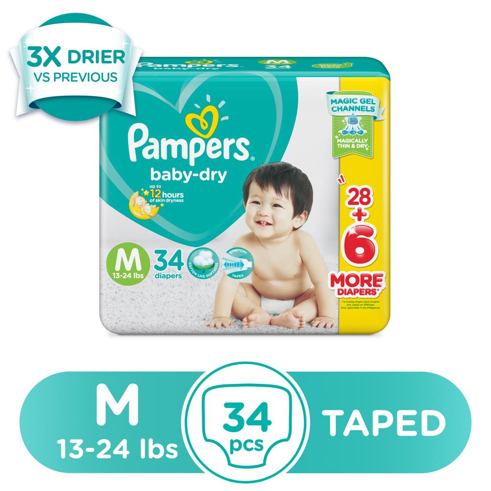 Pampers Baby Dry Taped Diapers Medium 