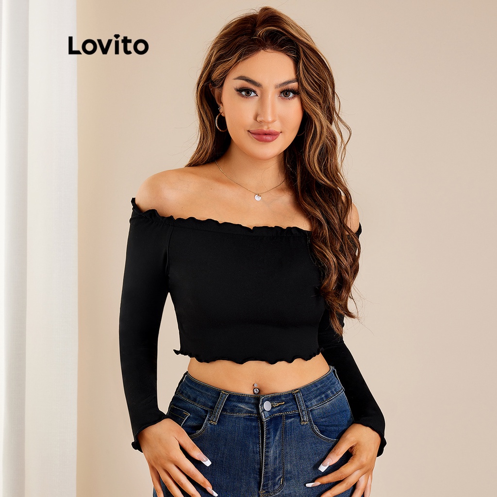 lovito-casual-plain-off-the-shoulder-lettuce-trim-crop-long-sleeve-t