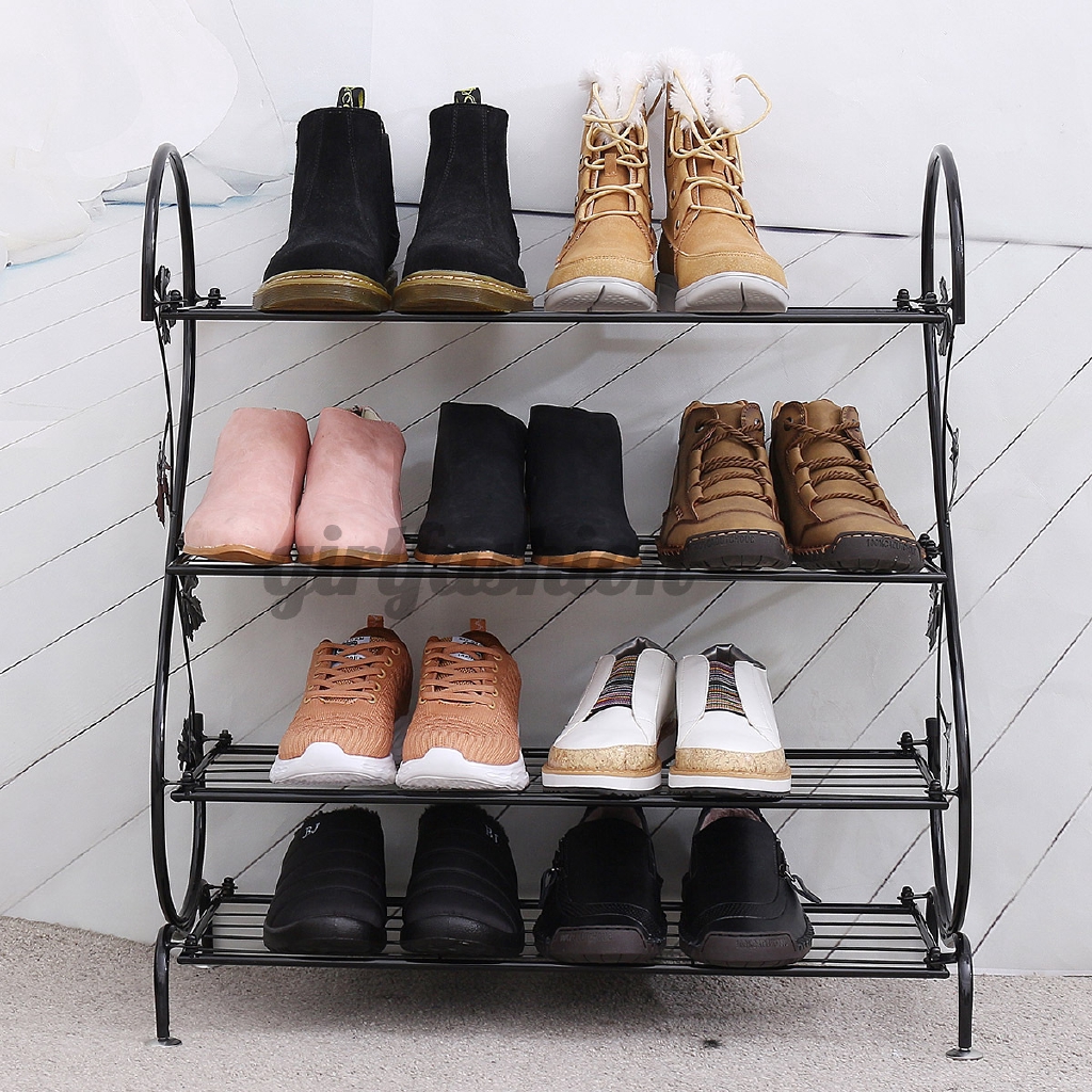 Simple 4 Tier Metal Mesh Shoe Rack Organizer Expandable Shoe Shelf Storage For Cabinet Student Shoe Rack Multi Storey Dormitory Assembling And Organizing Shoe Rack Shopee Philippines