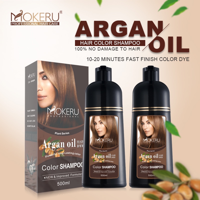 NEW۞Mokeru Natural Herbal Hair Dye Shampoo Maroon Organic Permanent Dark Brown Color For Gray Women