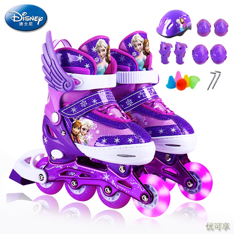 Disney(Disney)Skate Children The Skating Shoes Purple Frozen Flashing