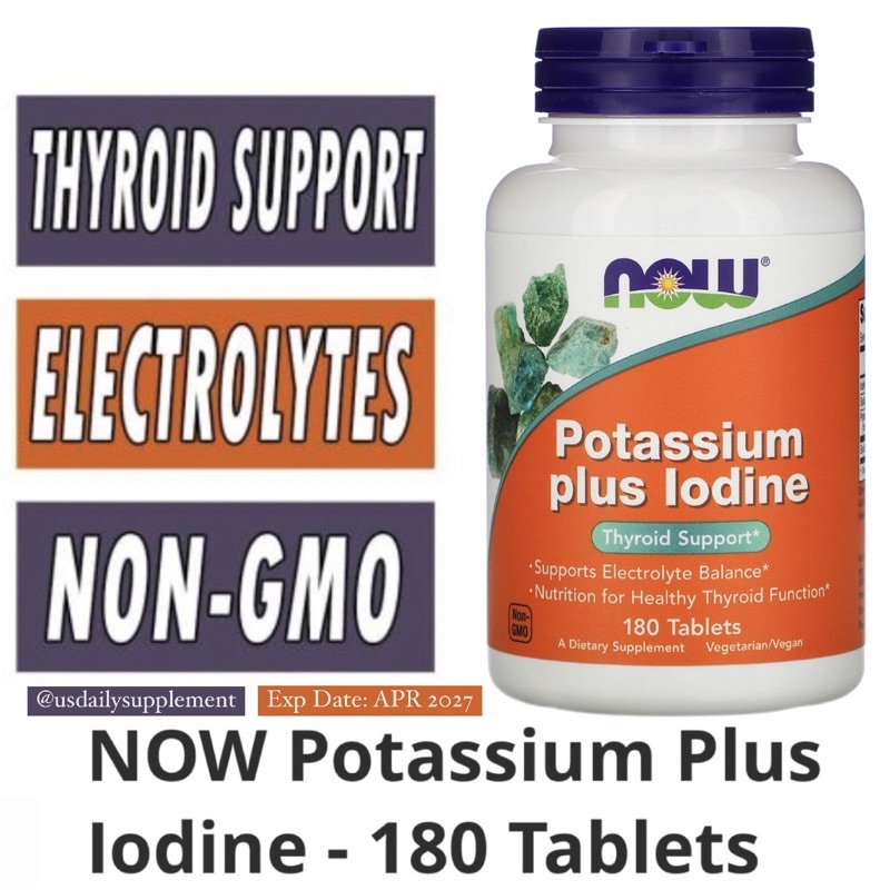 [ONHAND] Potassium plus Iodine NOW 180 tablets Thyroid Support ...
