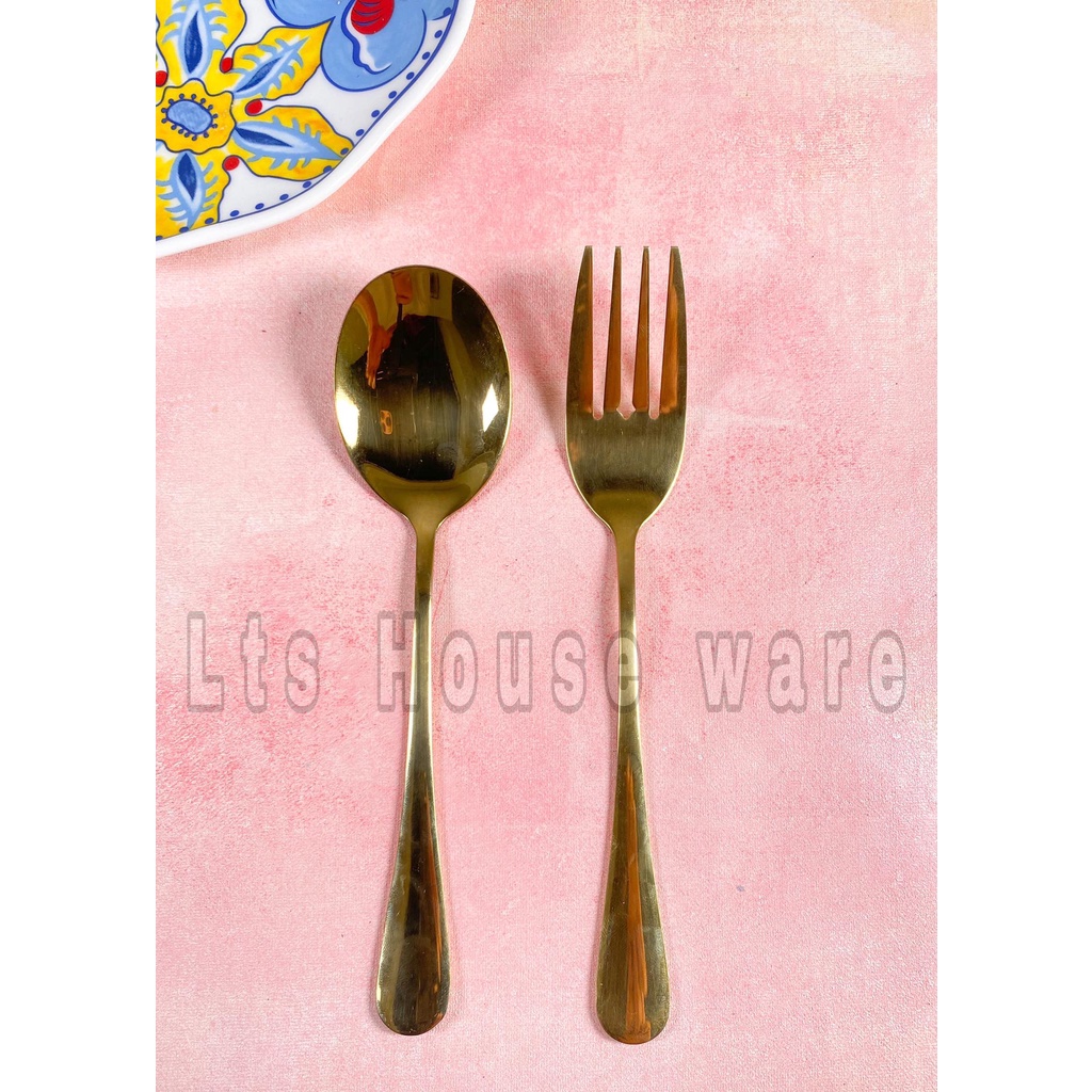Gold Serving Spoon and Fork 2538/2539 Shopee Philippines