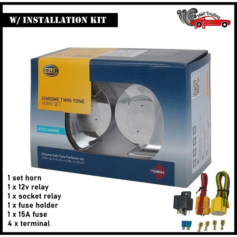 HELLA CHROME TWIN TONE HORN SET 12V FANFARE Shopee Philippines