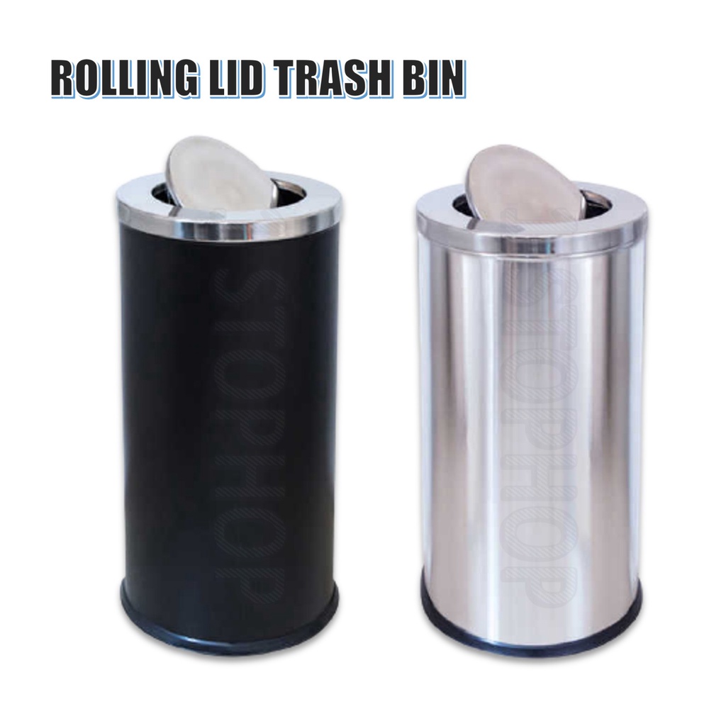 Waste bins Trash Bin Double Layers Rolling Lid Garbage Bin, trash Can Stainless steel trash bin