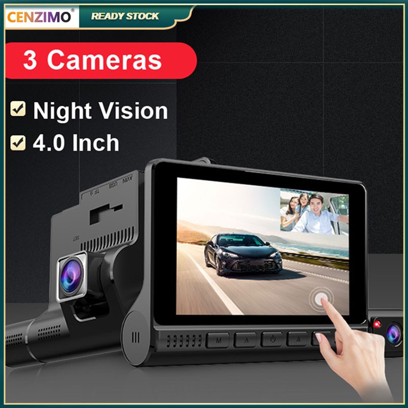 3 Lens Car Dash Cam Touch Screen 170° HD 1080p Car Camera Car DVR ...