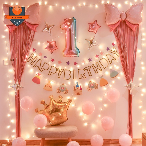 Baby's first birthday decoration scene layout children's theme girl  princess happy party background wall balloon | Shopee Philippines