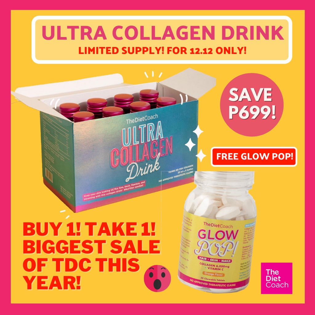 Ultra Collagen Drink FREE Glow Pop! by The Diet Coach 10,000mg collagen