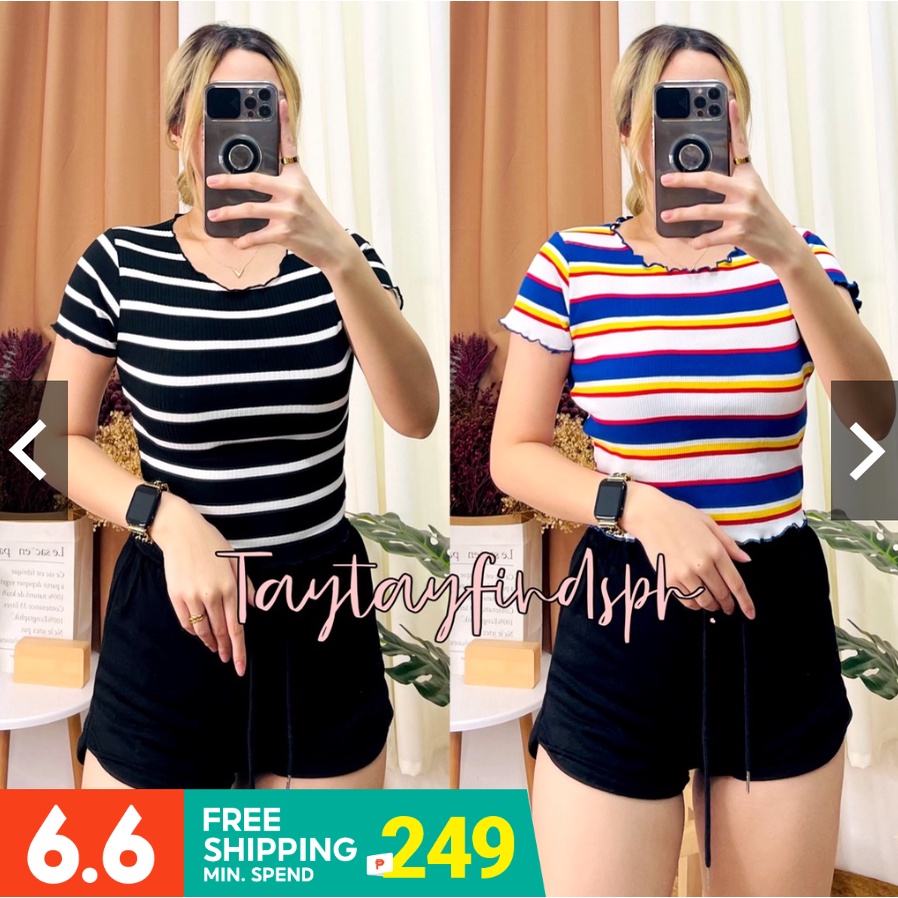 Veronica Stripes Lettuce Top Online Taytay Tiangge Shopee Philippines