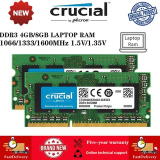 Crucial Laptop RAM DDR3/DDR3L 8GB 4GB 2GB 1333MHz 1600MHz 1066Mhz SODIMM Memory PC3-12800S PC3L