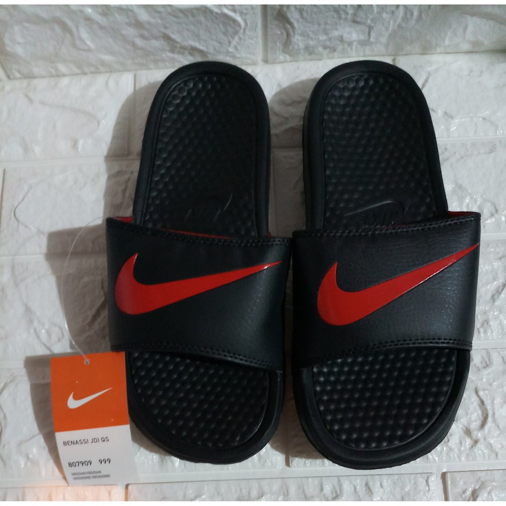 nike slippers red and black