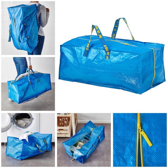 Can be carried in your hand on your back . Blue load: 25 kg Volume: 76 l 3 x FRAKTA Trunk for Trolley Length: 73 cm Depth: 35 cm Height: 30 cm Max 