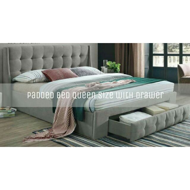 Padded Bed Frame Queen Size With Drawer, New Bed Frame Queen Size Philippines