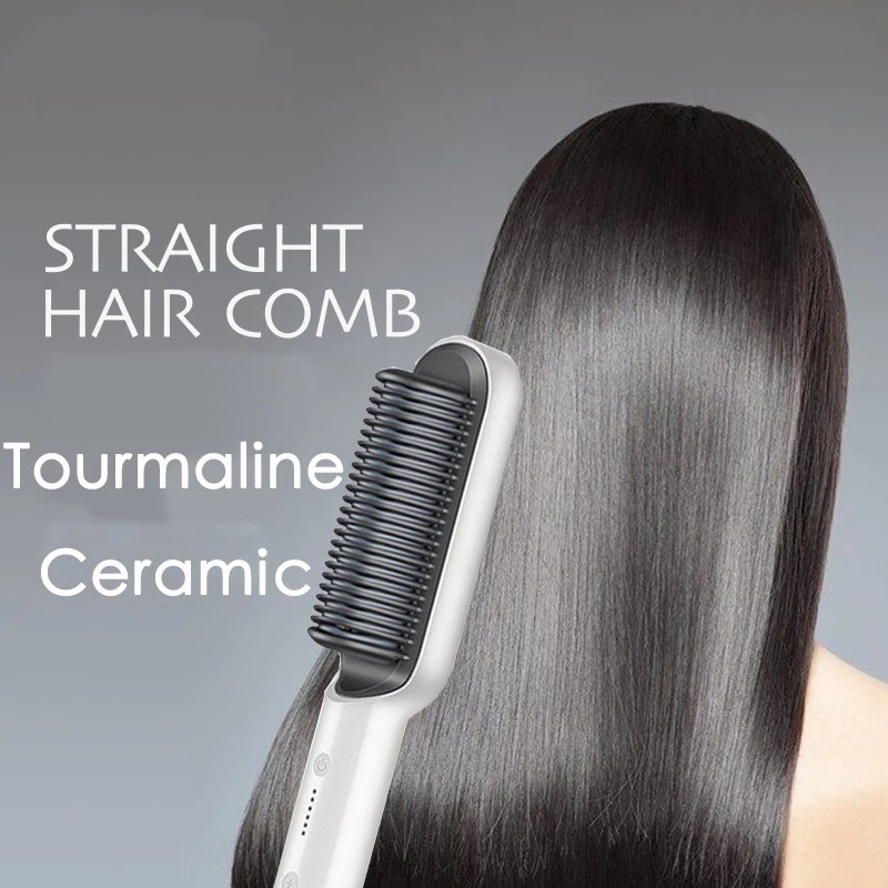Hair Straightener Temperature Adjustment Ionic Brush Straighteners Hot Comb Curling Iron Hair
