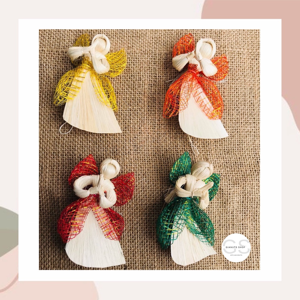 Native Abaca Hanging Angel Christmas Tree Decor Angel Ornament 11cm