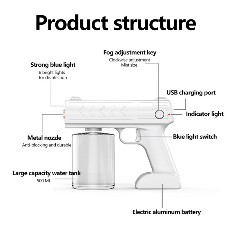 nano spray gun wireless USB Bluray Charging Atomizing Disinfection Gun
