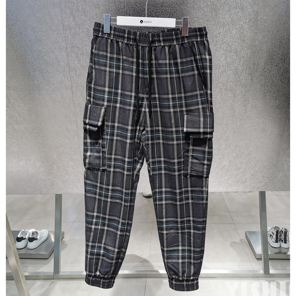 black and white small checkered pants