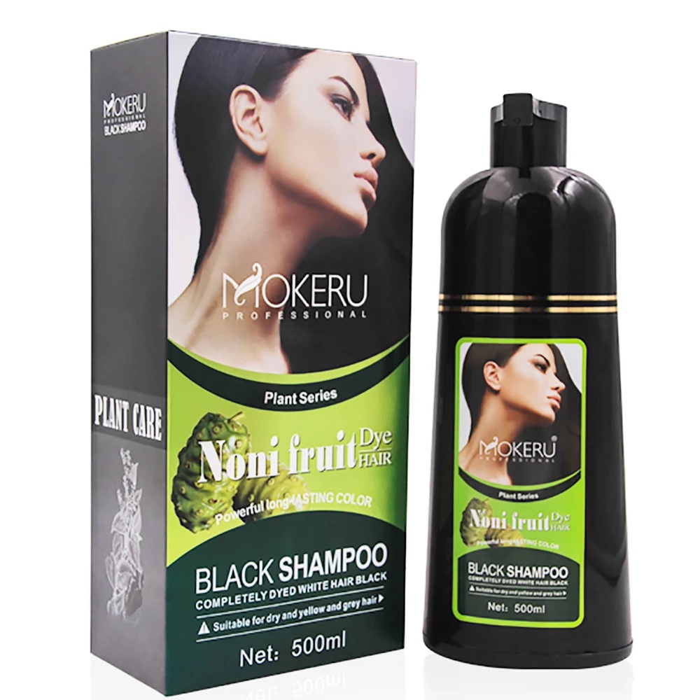 Mokeru 500ml Natural Noni Plant Essence Black Hair Dye Shampoo 5