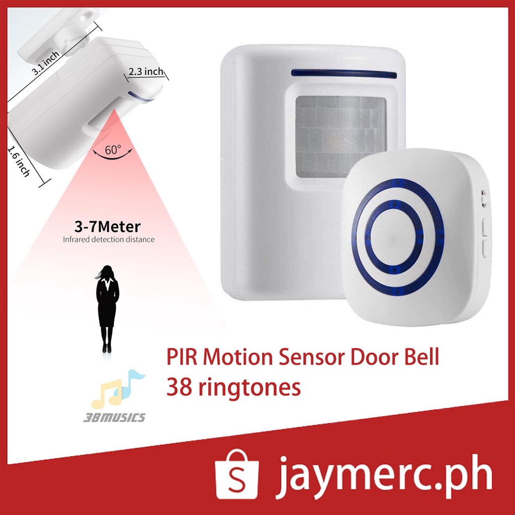 Wireless PIR Motion Sensor Doorbell 38 Songs Shop Visitor Alarm Burglar