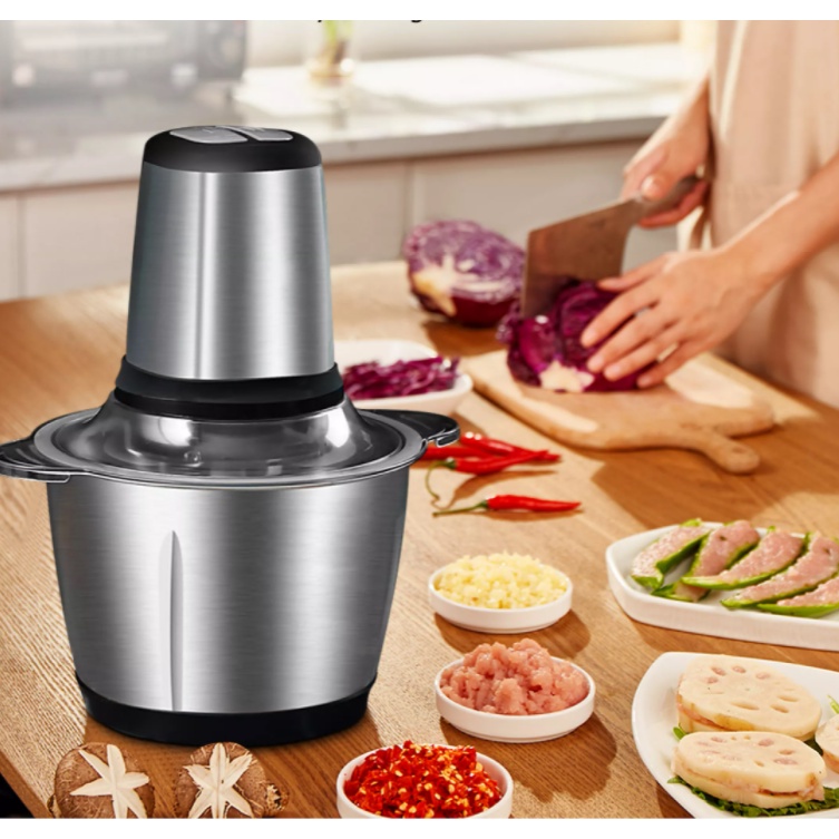 Stainless steel 2L Capacity Electric Chopper Meat Grinder Mincer Food Processor Slicer | Shopee Philippines