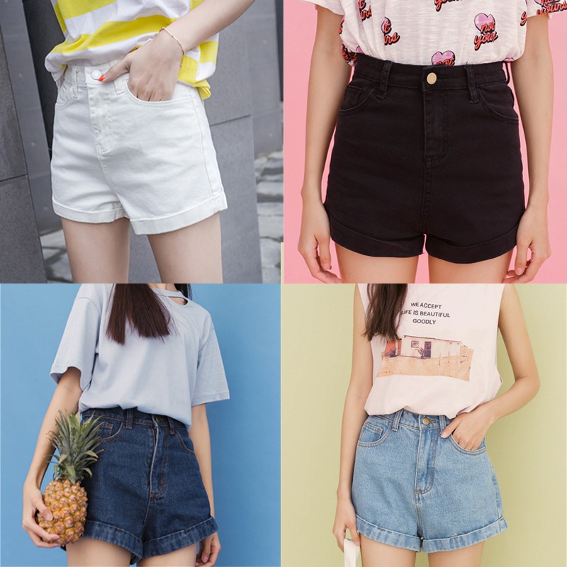 high waisted denim hotpants