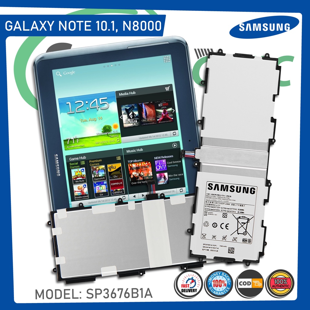 Original Samsung Galaxy Note 10.1 Battery N8000, N8010, N8020 Model SP3676B1A (7000mAh
