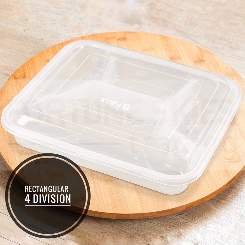 IBox 4 Division Bento Box Rectangular Microwavable Container - 50 pcs ...