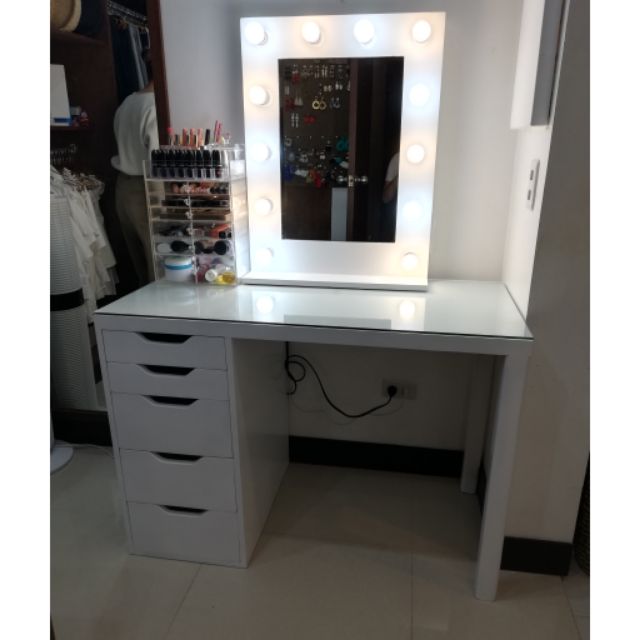 Vanity Table And Vanity Mirror Set With Free Led Bulbs And Name Print No Cod Shopee Philippines