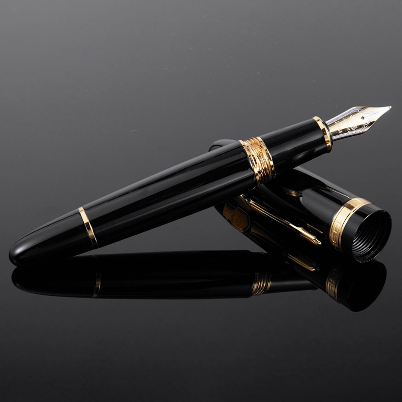 Jinhao 159 General Black Fountain Pen Medium Nib Golden Clip 