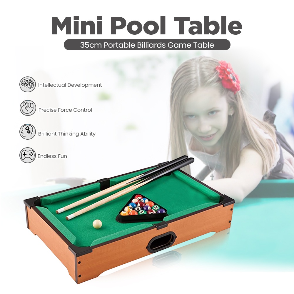 Mini Pool Table, 35cm Portable Billiards Game Table with 16 Balls