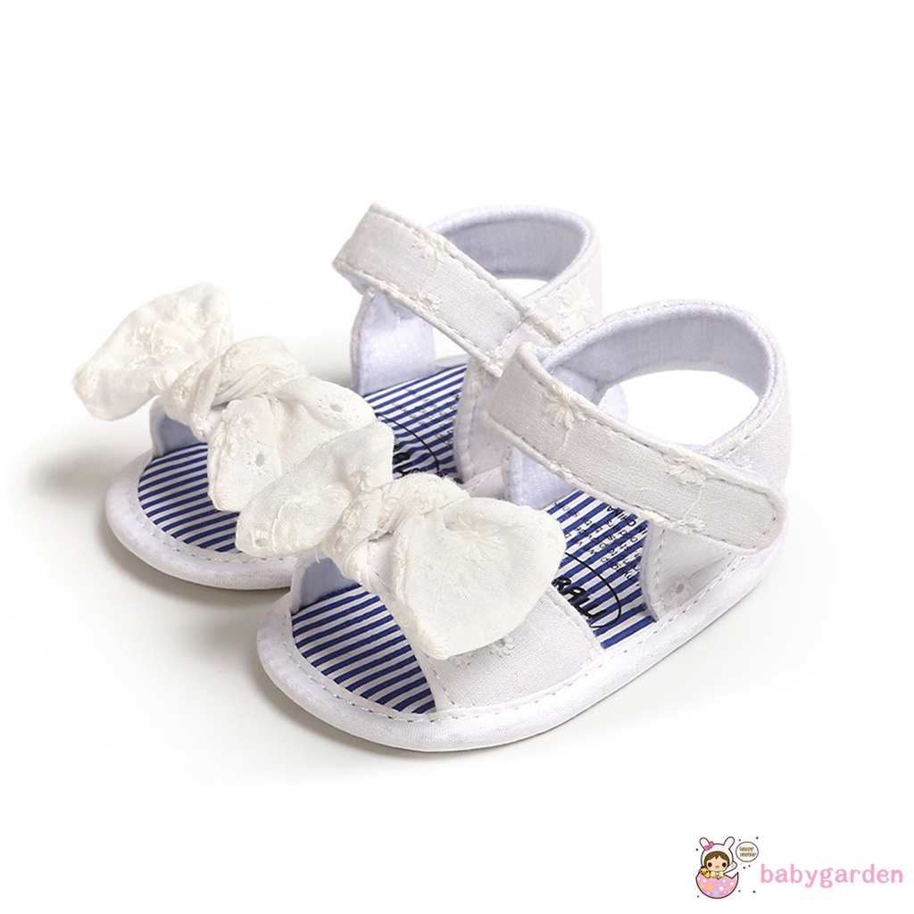 (Babygarden)-Baby Girl’s Cotton Shoes and 2Pcs Headband Floral Stripe Soft Sole Sandals