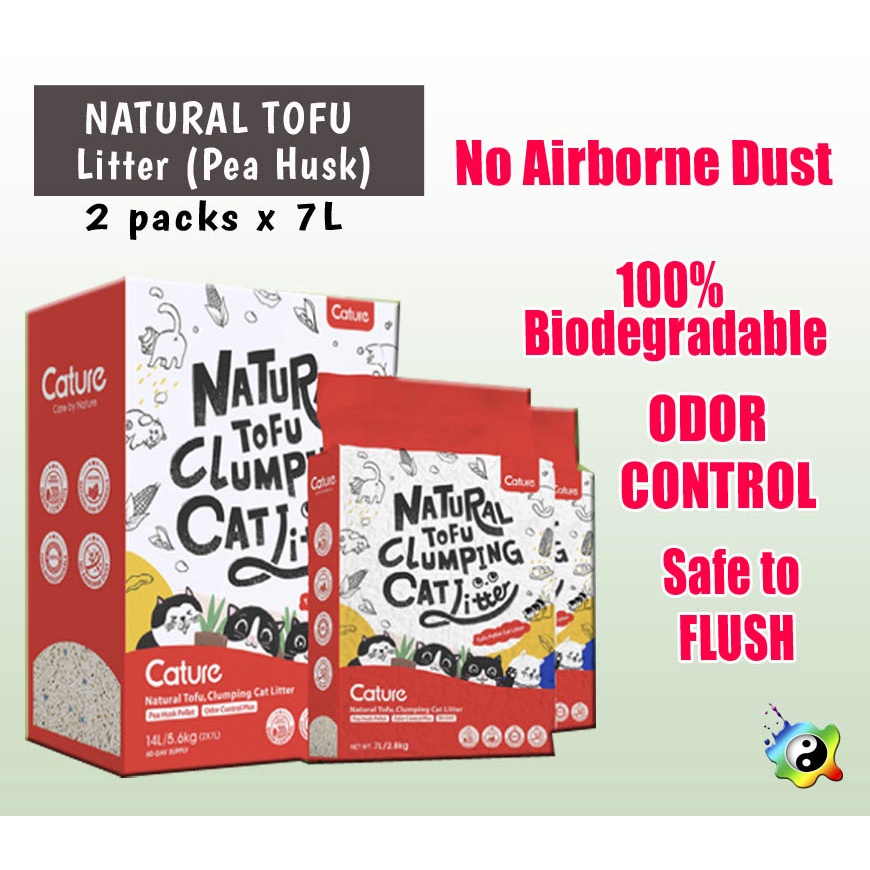 CATURE Natural TOFU Clumping CAT LITTER (2packs x 7L) | Shopee Philippines