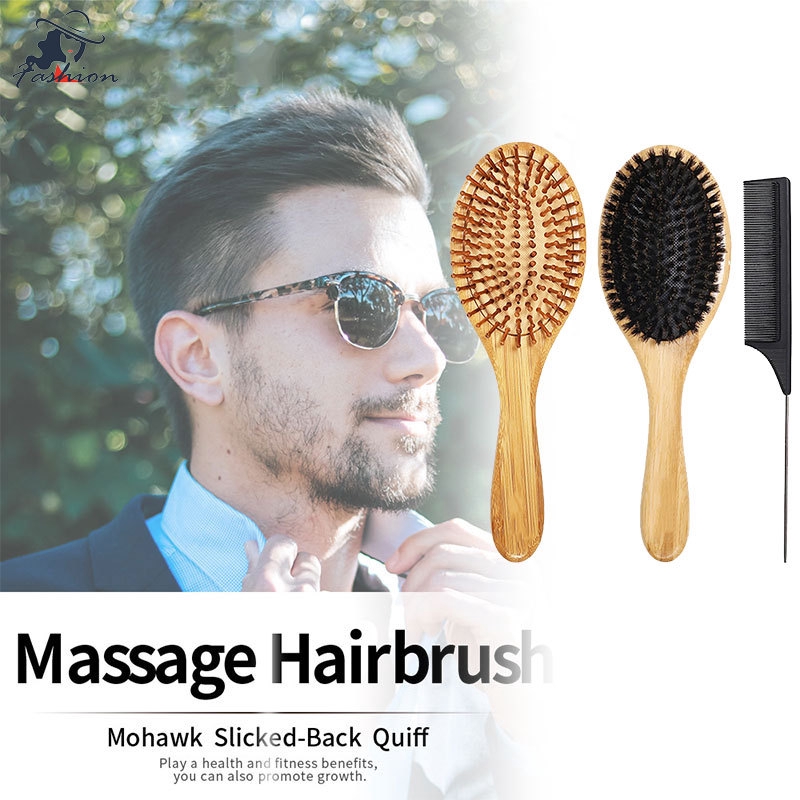 Ff 3pcs Wooden Hairbrush Set Paddle Detangling Brush Anti Static