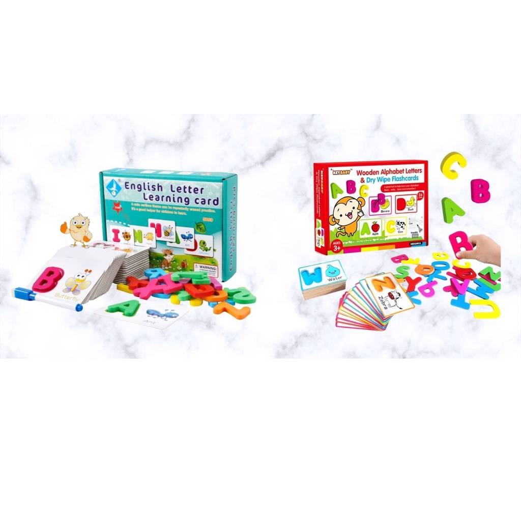 Learning Wooden Alphabet Handwriting Letter and Dry Wipe Flashcards DIY