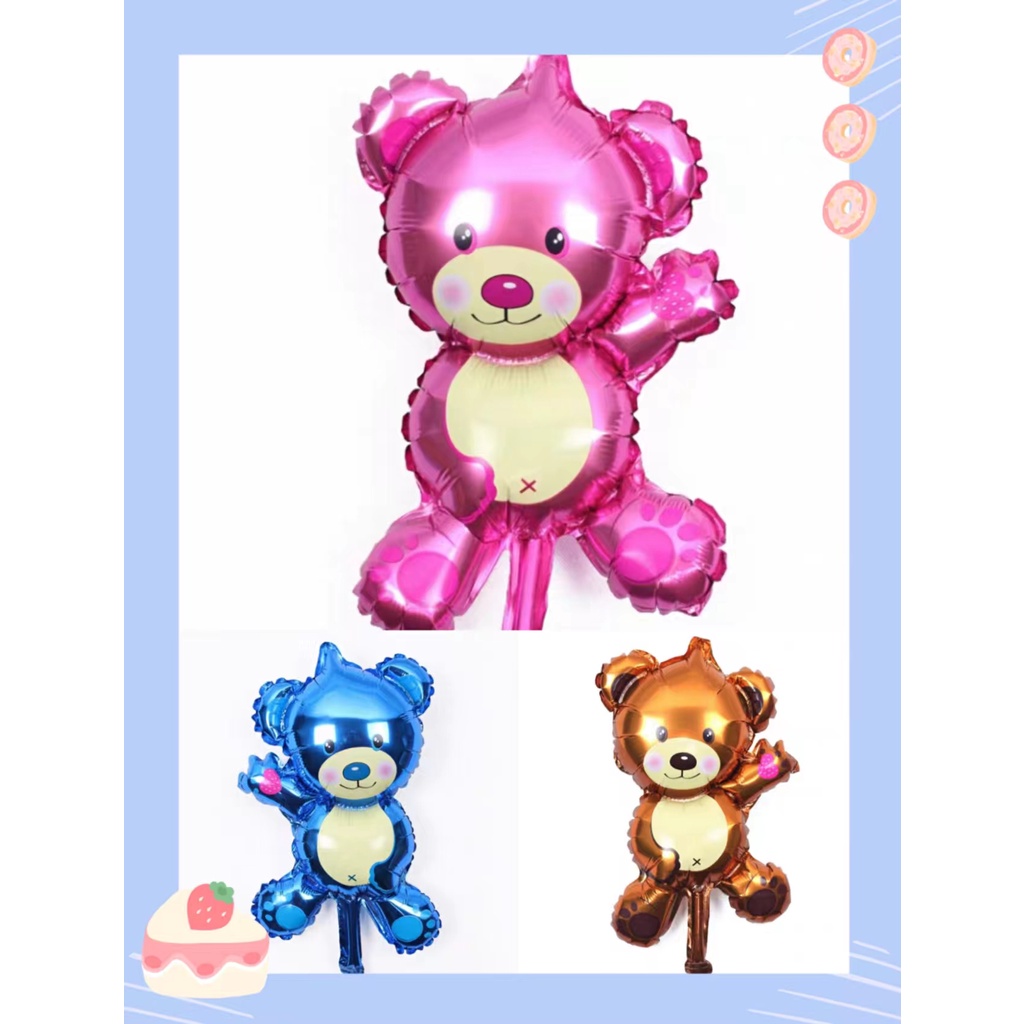 14 inches Cute Pink and Blue Waving Bear aluminum foil balloon | Shopee ...