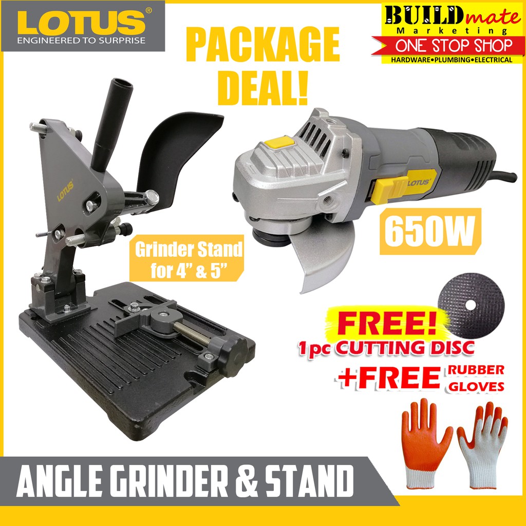 Lotus Angle Grinder 4 650w Grinder Stand Freedisc Gloves