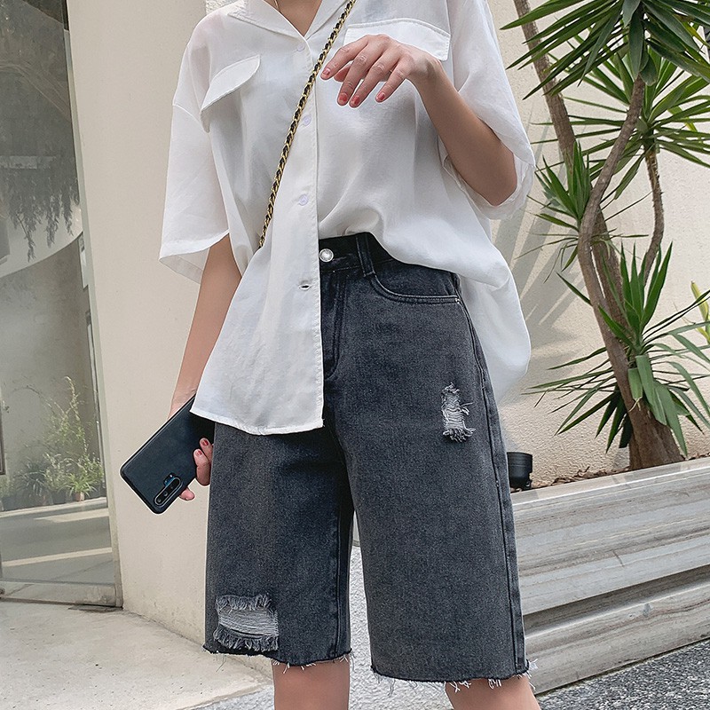 knee length mom shorts