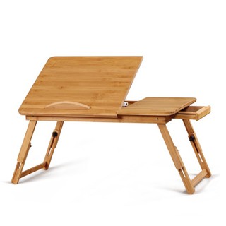 Portable Bamboo Laptop Desk Table Stand Adjustable Bed Tray