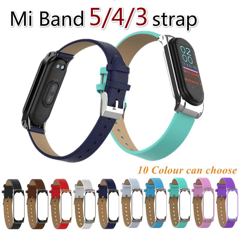 Colorful Leather Mi Band 5 4 3 strap Xiaomi Mi Band 3 4 5 Replacement