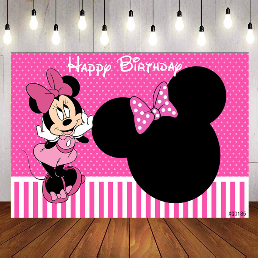 Minnie Mouse Backdrop For Photography Baby Shower Kids Pink Background  Birthday Party Decor Custom Name Photo | Shopee Philippines