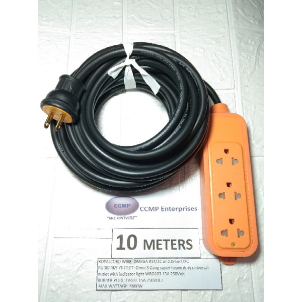 10 meters 10m Super Heavy Duty Extension wire cord 3gang outlet welding