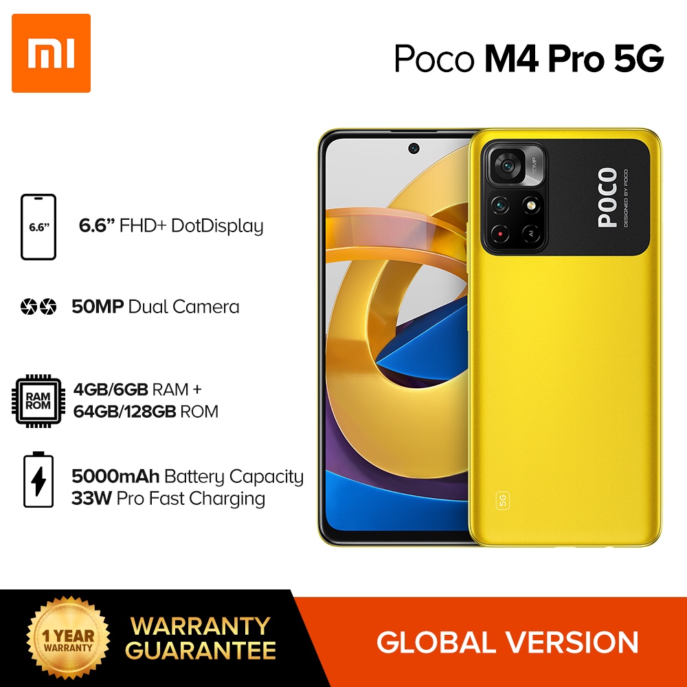 XIAOMI POCO M4 PRO 5G 4GB/6GB RAM 64GB/128GB ROM 6.6" FHD+ DotDisplay ...