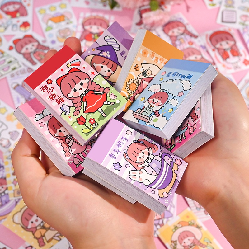 Mini Sticker Book 50 Sheets Cute Girl Heart Stickers Children Cartoon