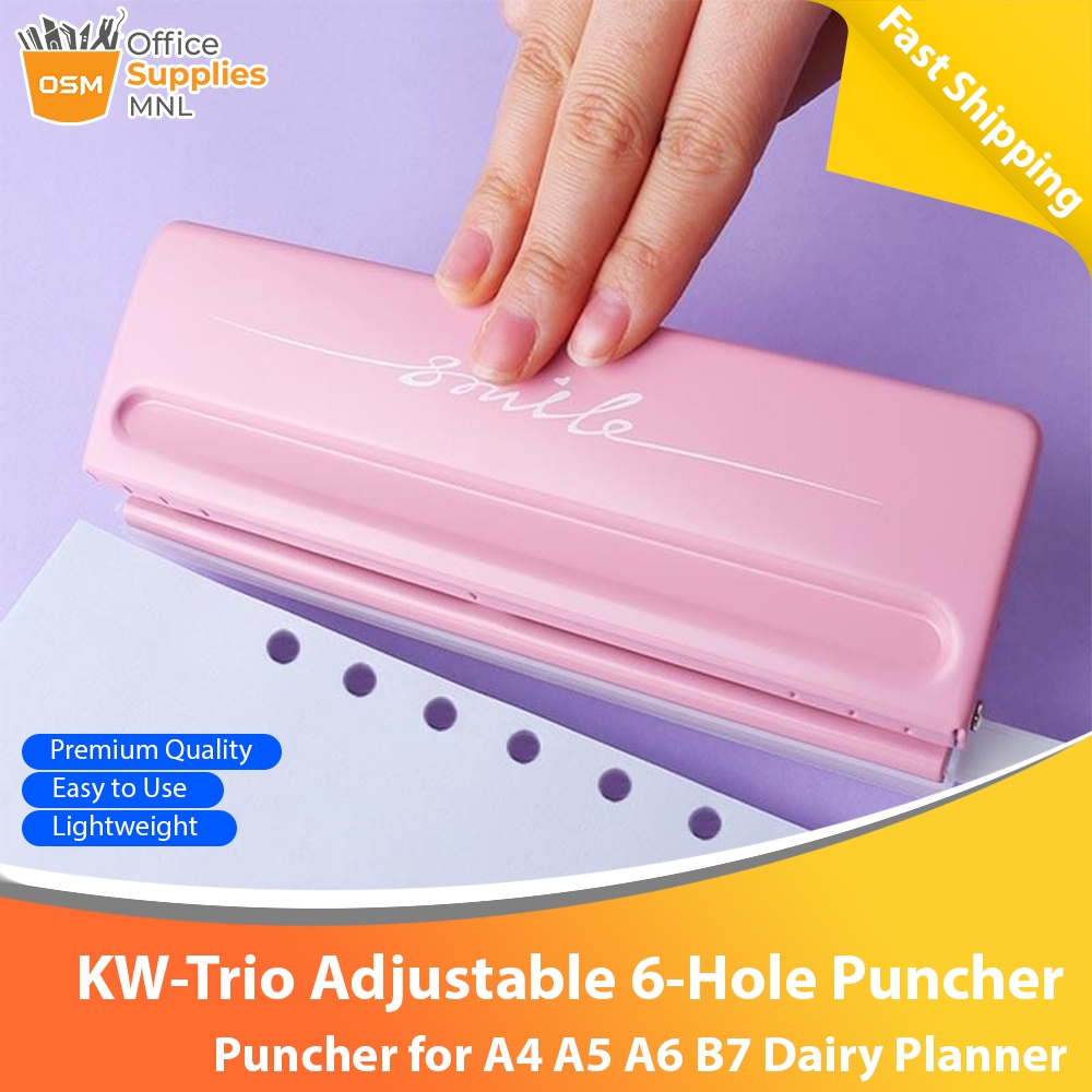 KW-TRIO Adjustable 6-Hole Desktop Punch Puncher for A4 A5 A6 B7 Daily ...