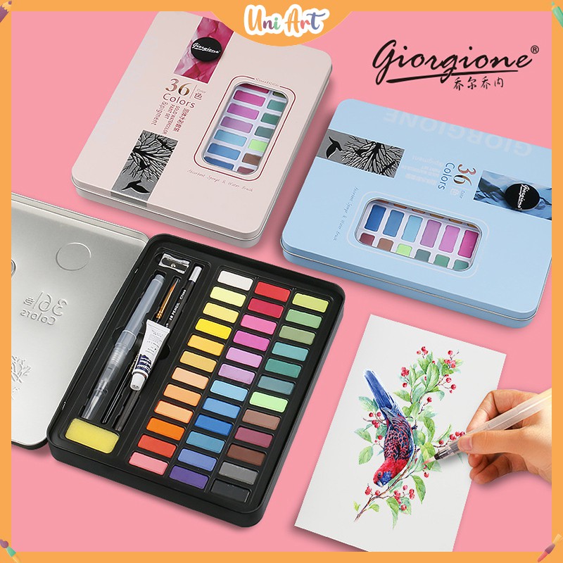 Giorgione 36/48 Colors Solid Water Color Paint Set With Metal Iron Box ...